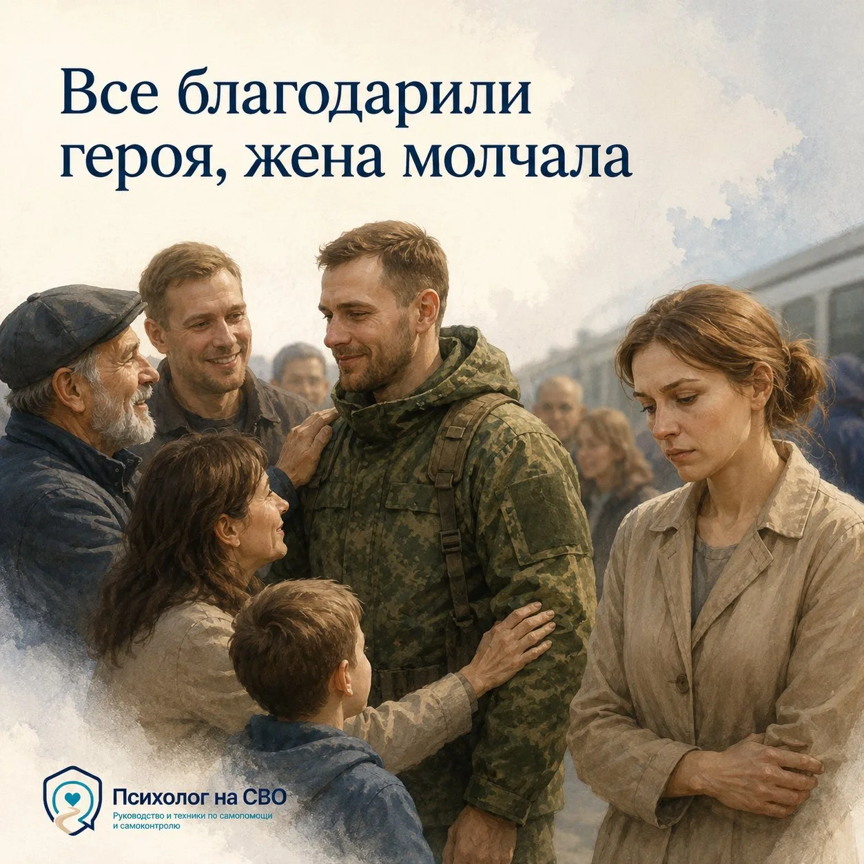 Все благодарили героя, жена молчала