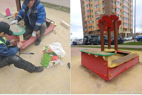 Продолжаем приводить в порядок песочницы на дворовых территориях.  🔧 Что сделано: — выполнен локальн
