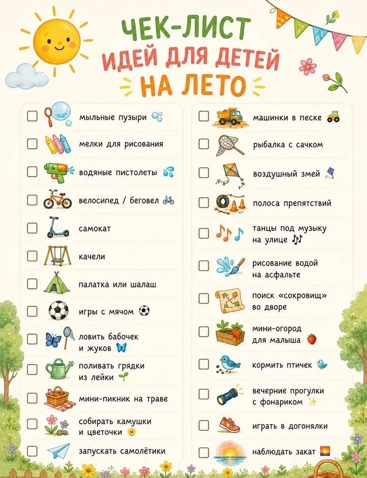 Маленький список того, что непременно нужно сделать летом🌞😎