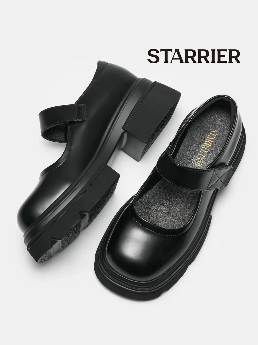 🛍 Туфли мэри джейн на платформе черные STARRIER