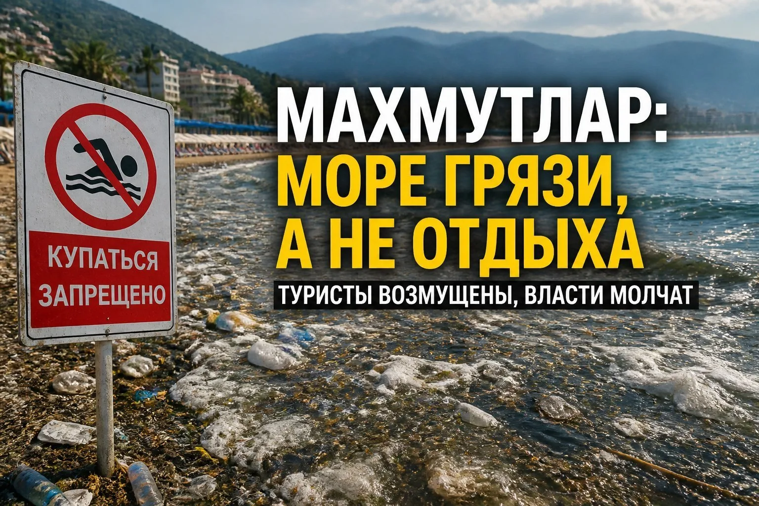 🌊 Загрязнение в Махмутларе — купаться нельзя, а сезон в разгаре

🏖️ В Махмутларе вода на пляже с о