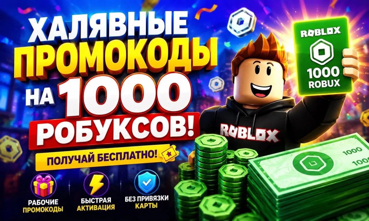 ❗️ОТДАЕМ ПРОМОКОДЫ ПО 1000 РОБУКСОВ, УСПЕЙ ЗАБРАТЬ👇
