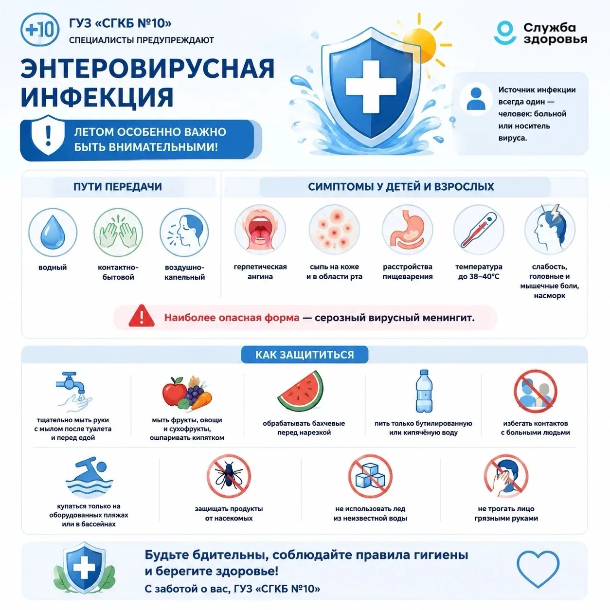 Уважаемые подписчики! 🫶🏼

Летом особенно важно помнить о энтеровирусной инфекции — вирусах, которы