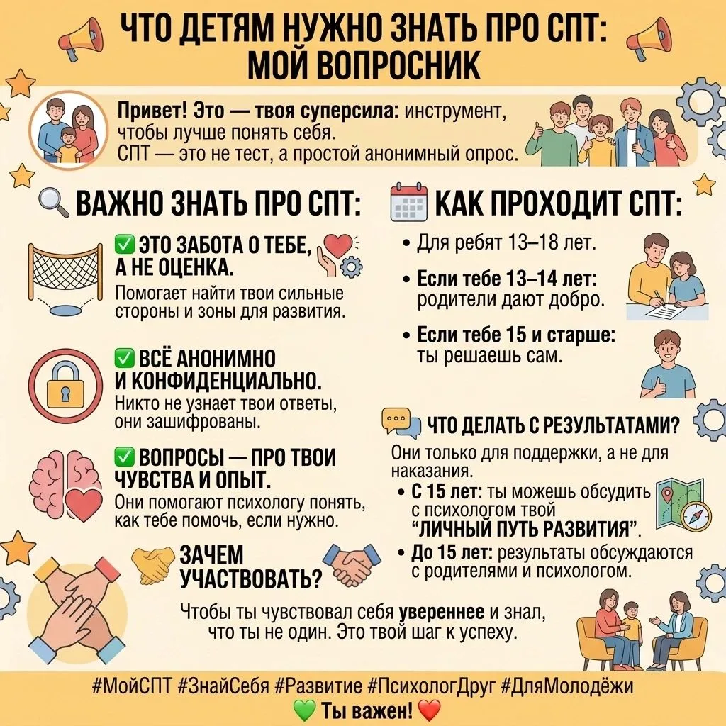 Важное напоминание: в 2026–2027 учебном году пройдёт СПТ — социально‑психологическое те...