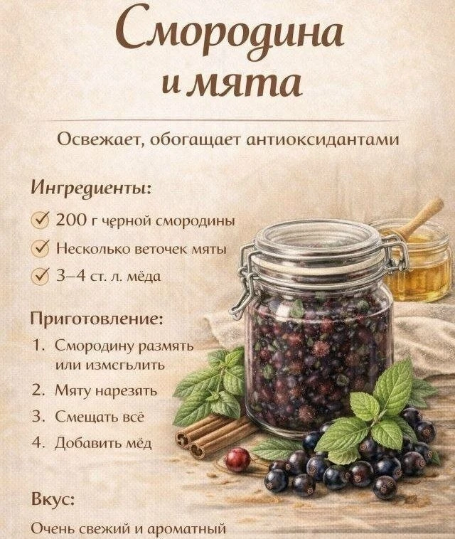 Смородина и мята освежают и обогащают антиоксидантами!