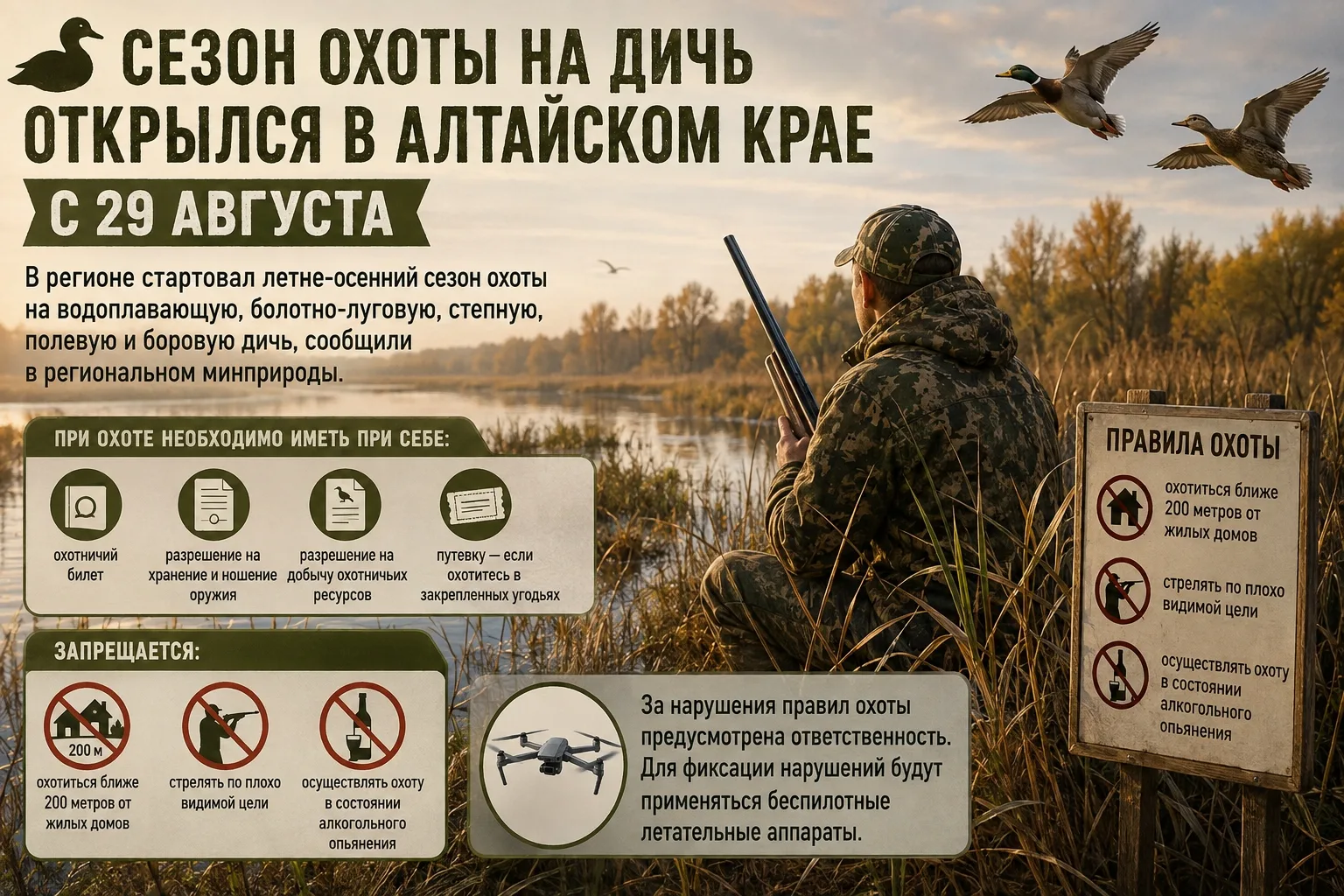 Сезон охоты на дичь открылся в Алтайском крае с 29 августа