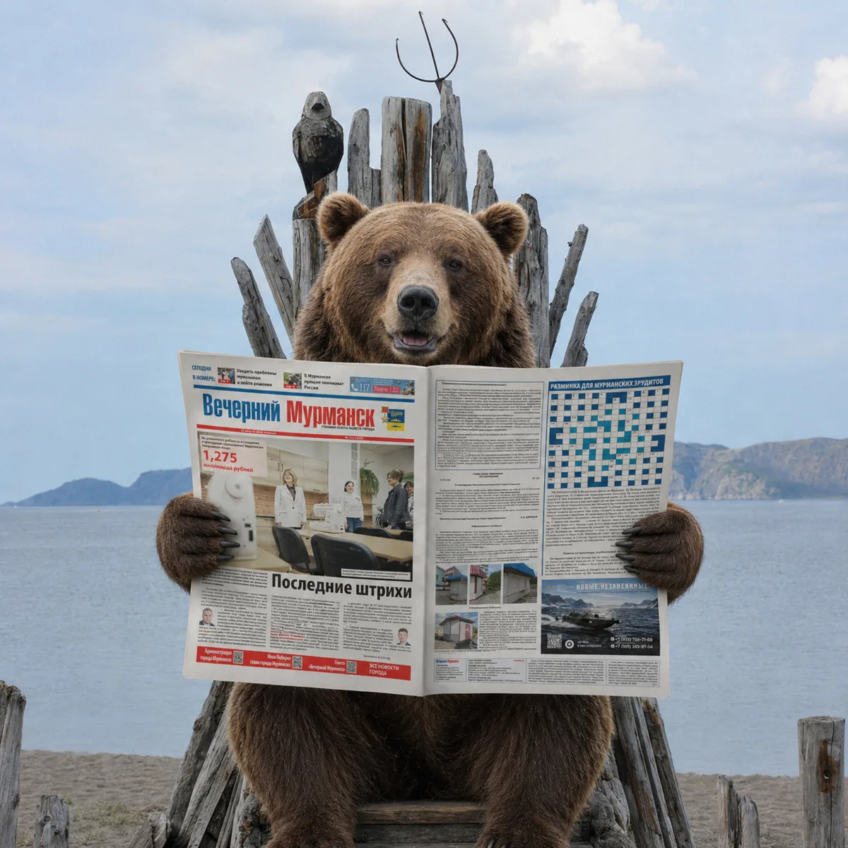 🐻 Когда в газете собраны лучшие новости города, даже хозяин тундры откладывает все сво...