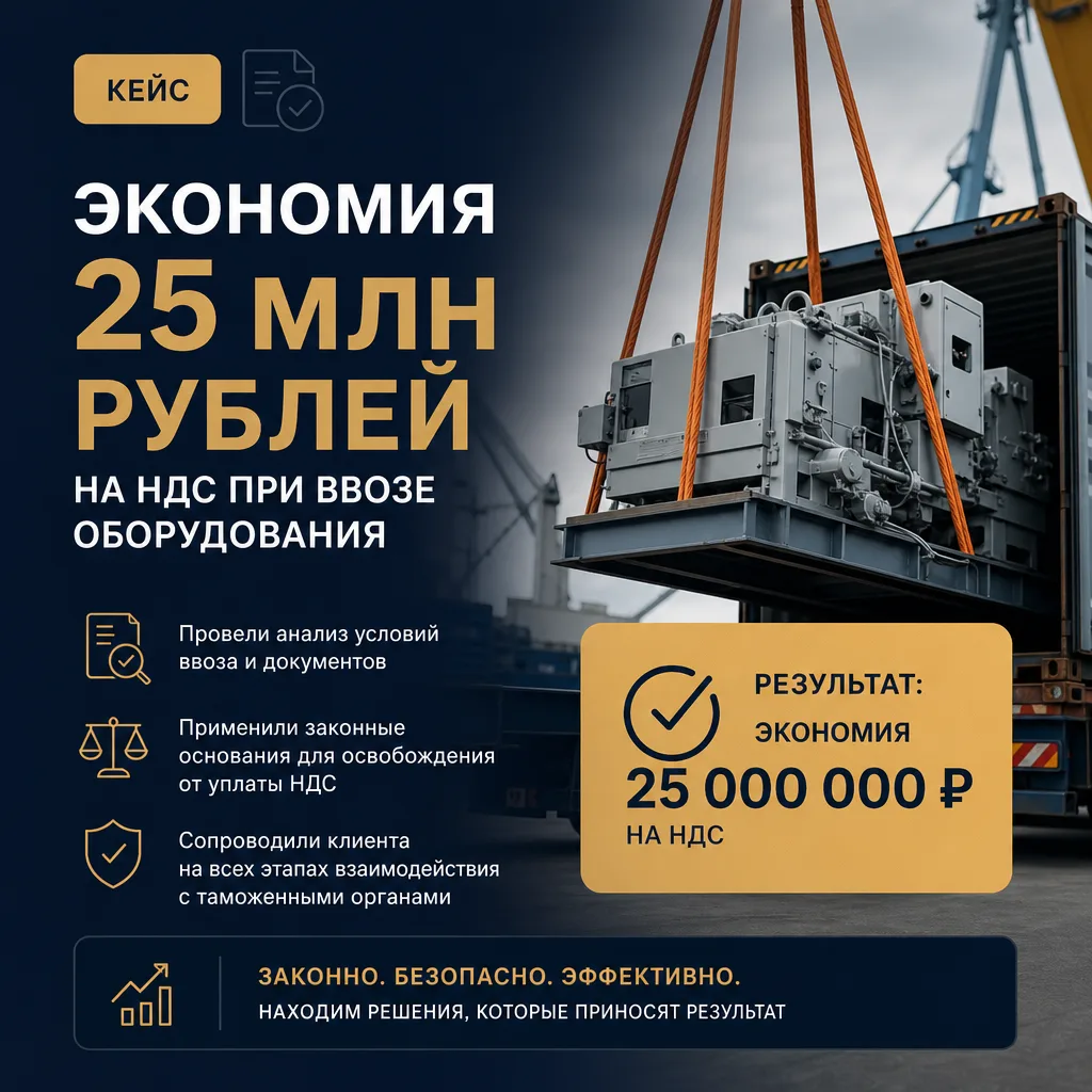 Кейс: Экономия 25 млн рублей на НДС при ввозе оборудования