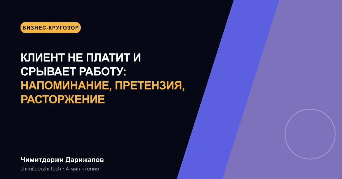 Клиент не платит и срывает работу: напоминание, претензия, расторжение