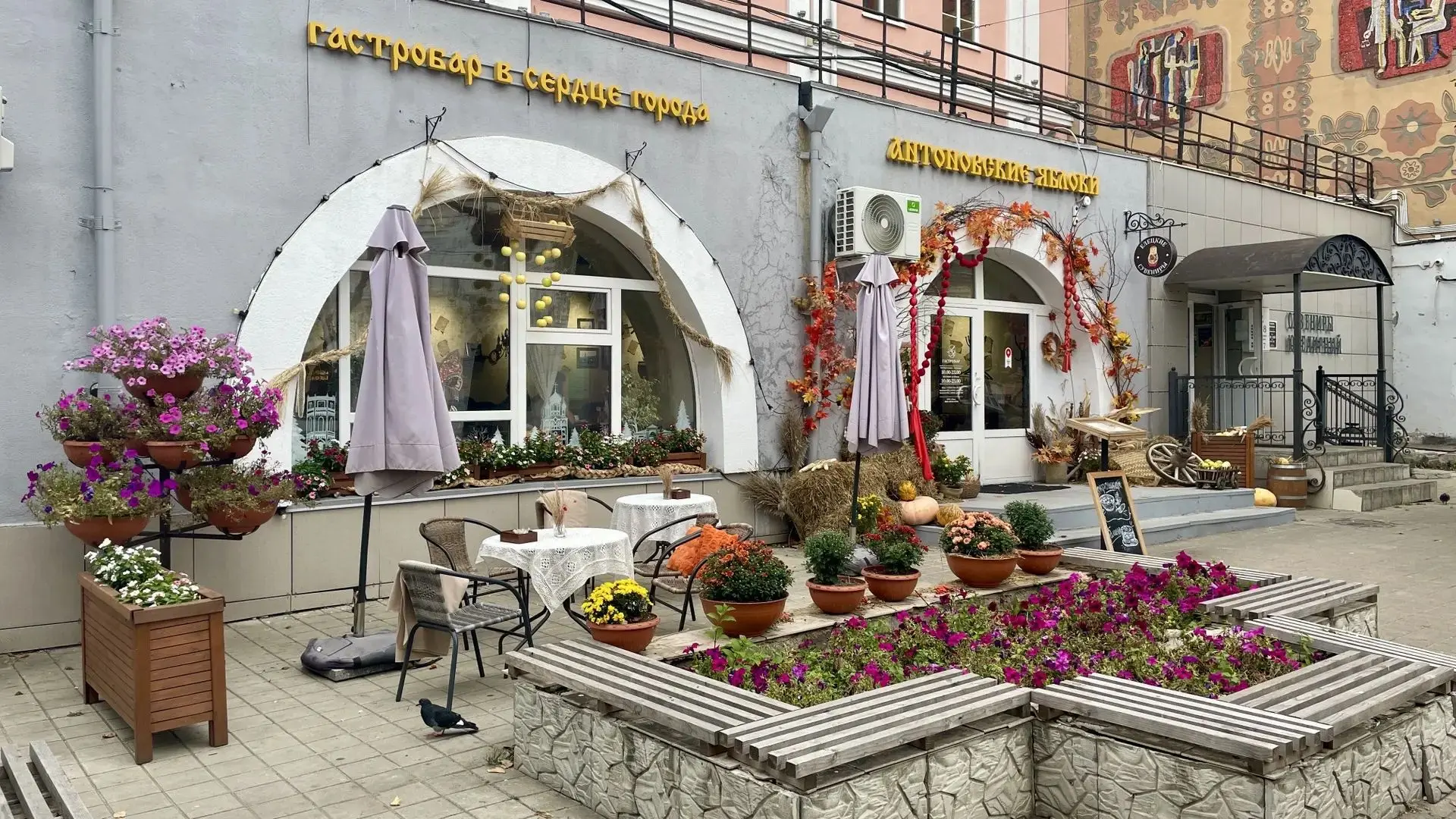 🍁 Осенний декор елецких магазинов и кафе. Творческие предприниматели делают осенний Ел...
