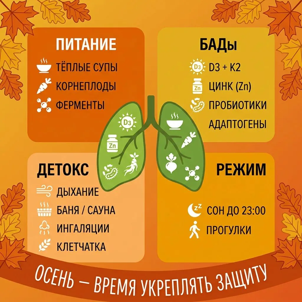 🍁 ОСЕНЬ (сентябрь – ноябрь): ИММУНИТЕТ , ДЫХАНИЕ И ПОДГОТОВКА К ХОЛОДАМ