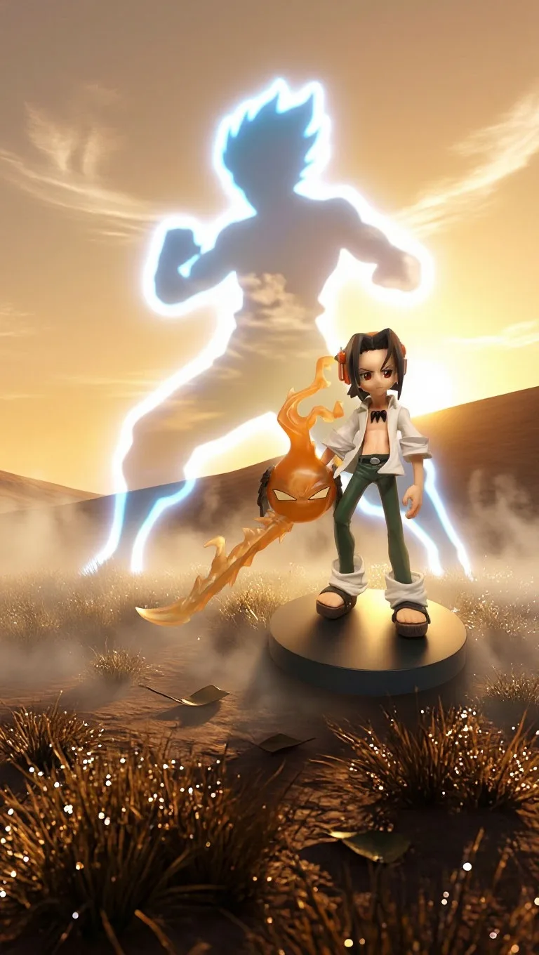 Перед нами фигурка Йо Асакуры из «Shaman King» — и сцена будто вырвана из культового мо...