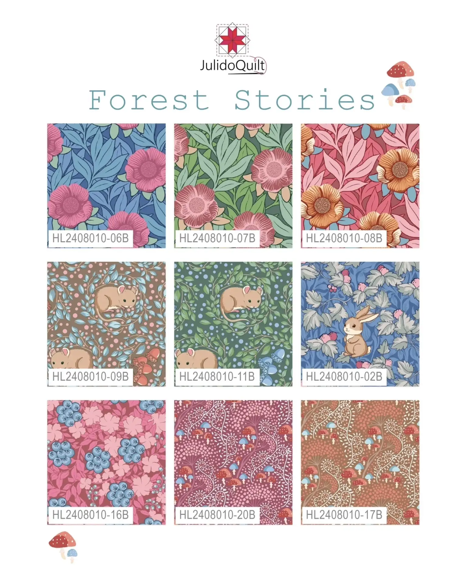 Вторая классная новость! 
Скидка 15% на коллекцию «Лесные истории» (Forest story) от JulidoQuilt с 1