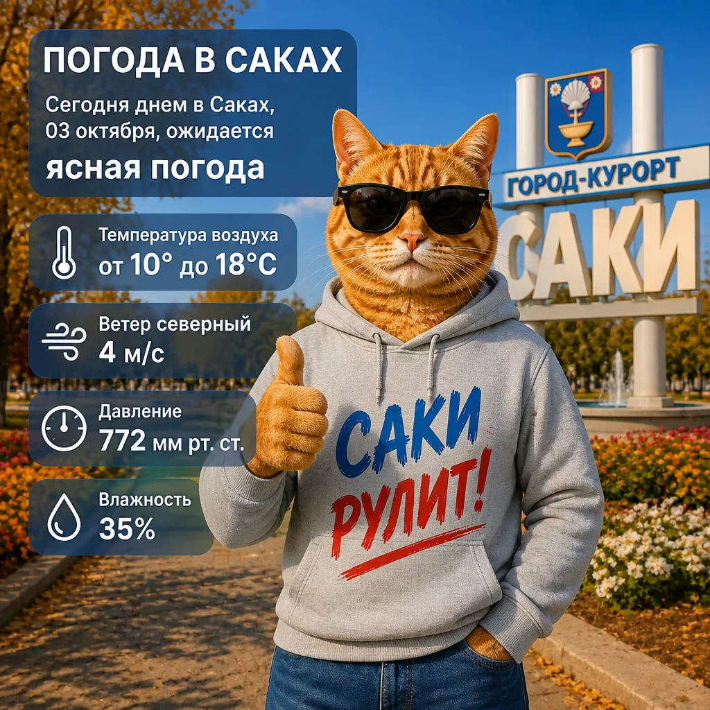 🌤 Погода в Саках сегодня, 03 октября