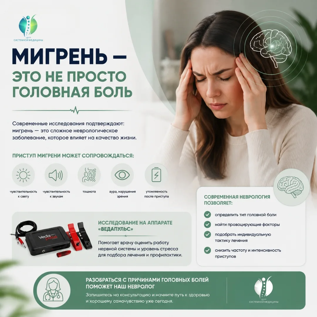 🧠 Мигрень — это не просто головная боль