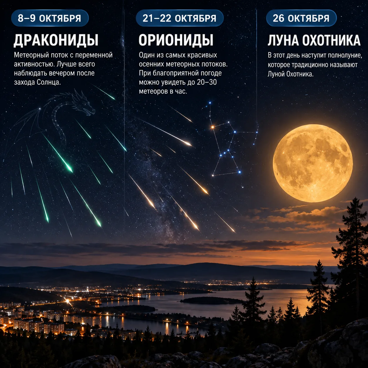 ☄️ В октябре жители Миасса смогут увидеть сразу два метеорных потока