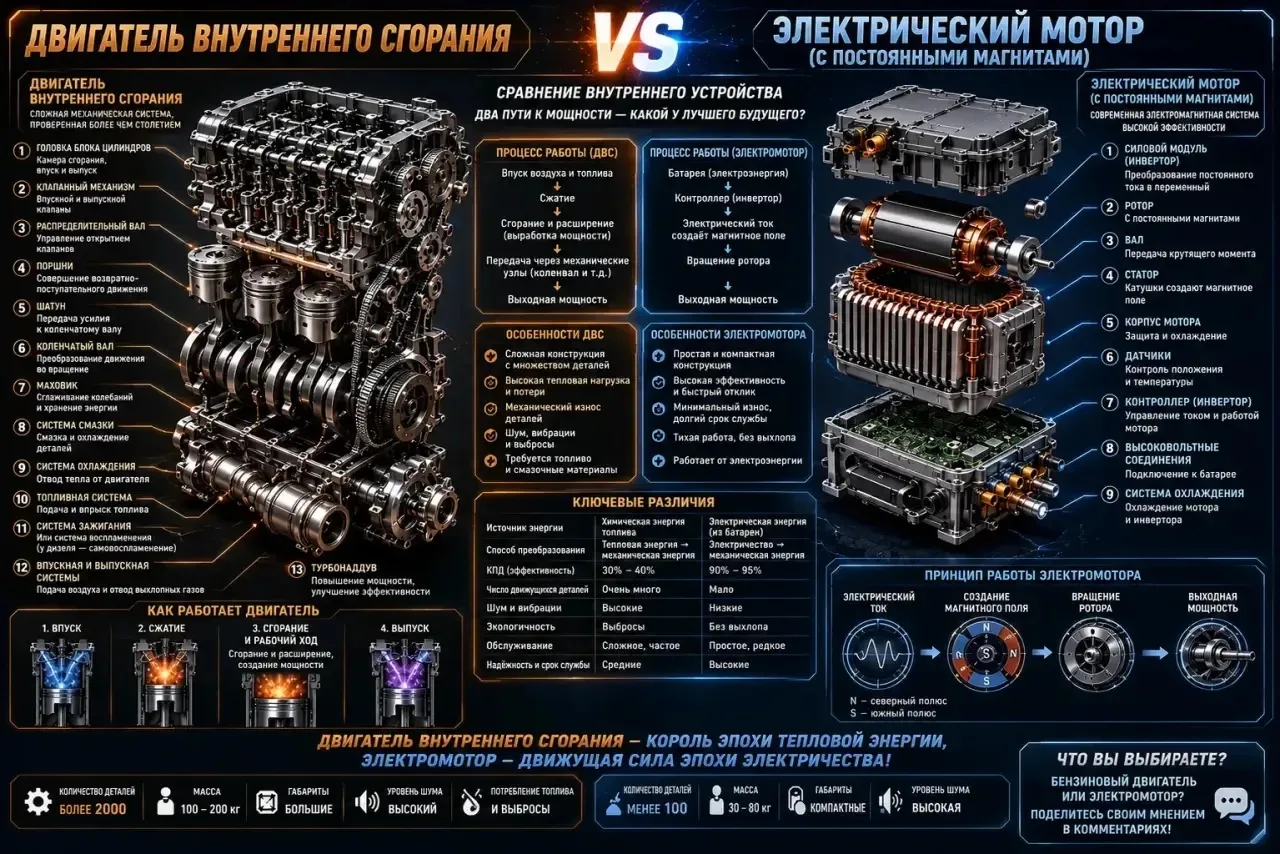 Один взгляд на картинку — и становится понятна принципиальная разница между двигателем внутреннего с