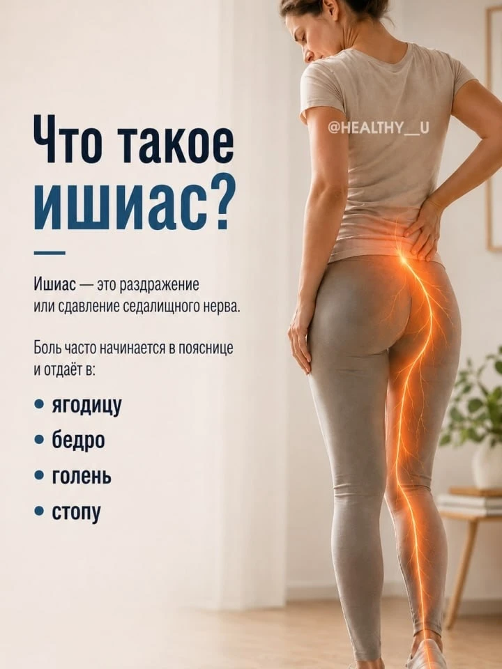 ⚡️ ЗАЖАЛО НЕРВ? Боль отдаёт в ногу?

Так часто проявляется ишиас — раздражение или сдавление седалищ