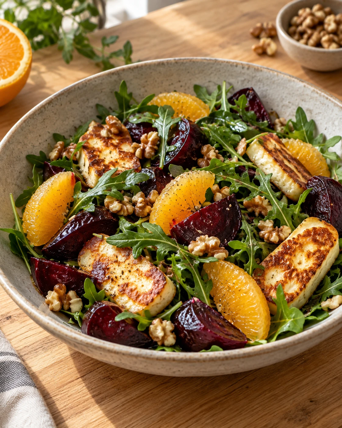 🥗 Тёплый салат со свёклой, апельсином и халуми