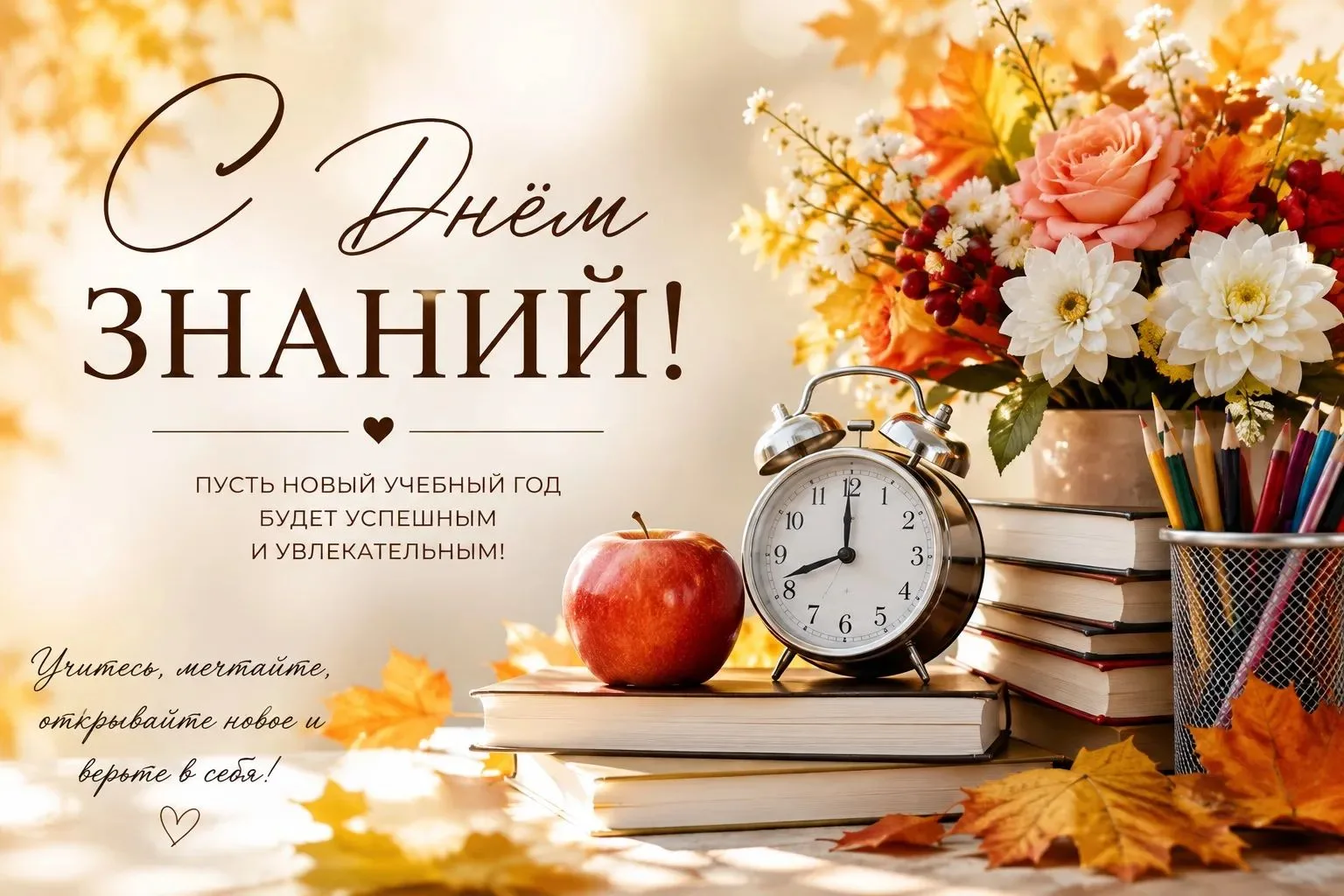 Поздравляю с наступающим Днем знаний. Желаю вам успешного учебного года. Пусть каждый д...