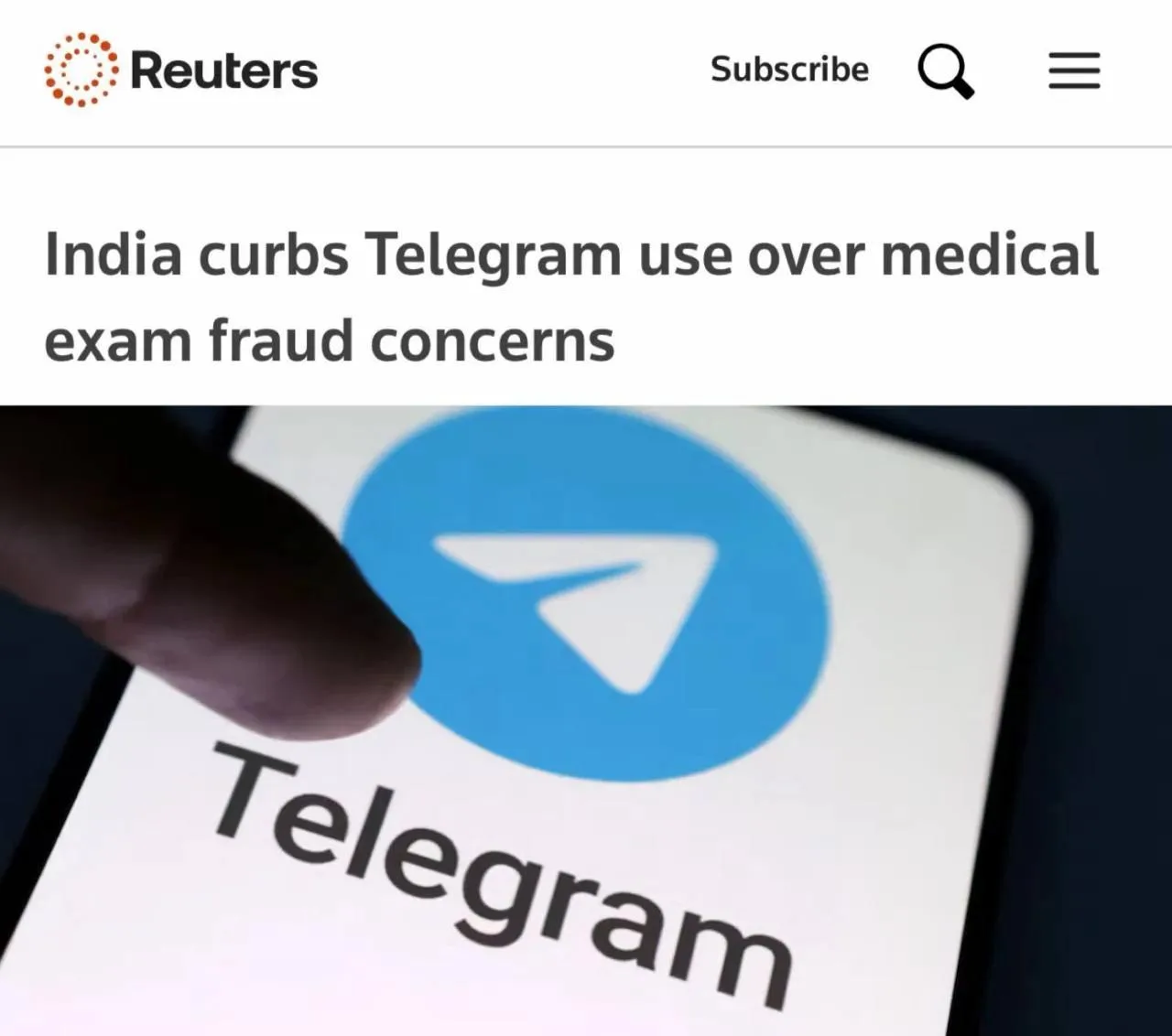 В Индии ограничили Telegram из-за опасений мошенничества с вопросами по медицинскому вступительному 