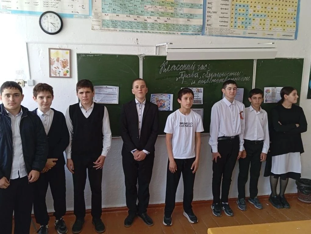 В 8 а классе  14 мая прошел классный час: "Права, обязанности и ответственность", он  направлен на ф