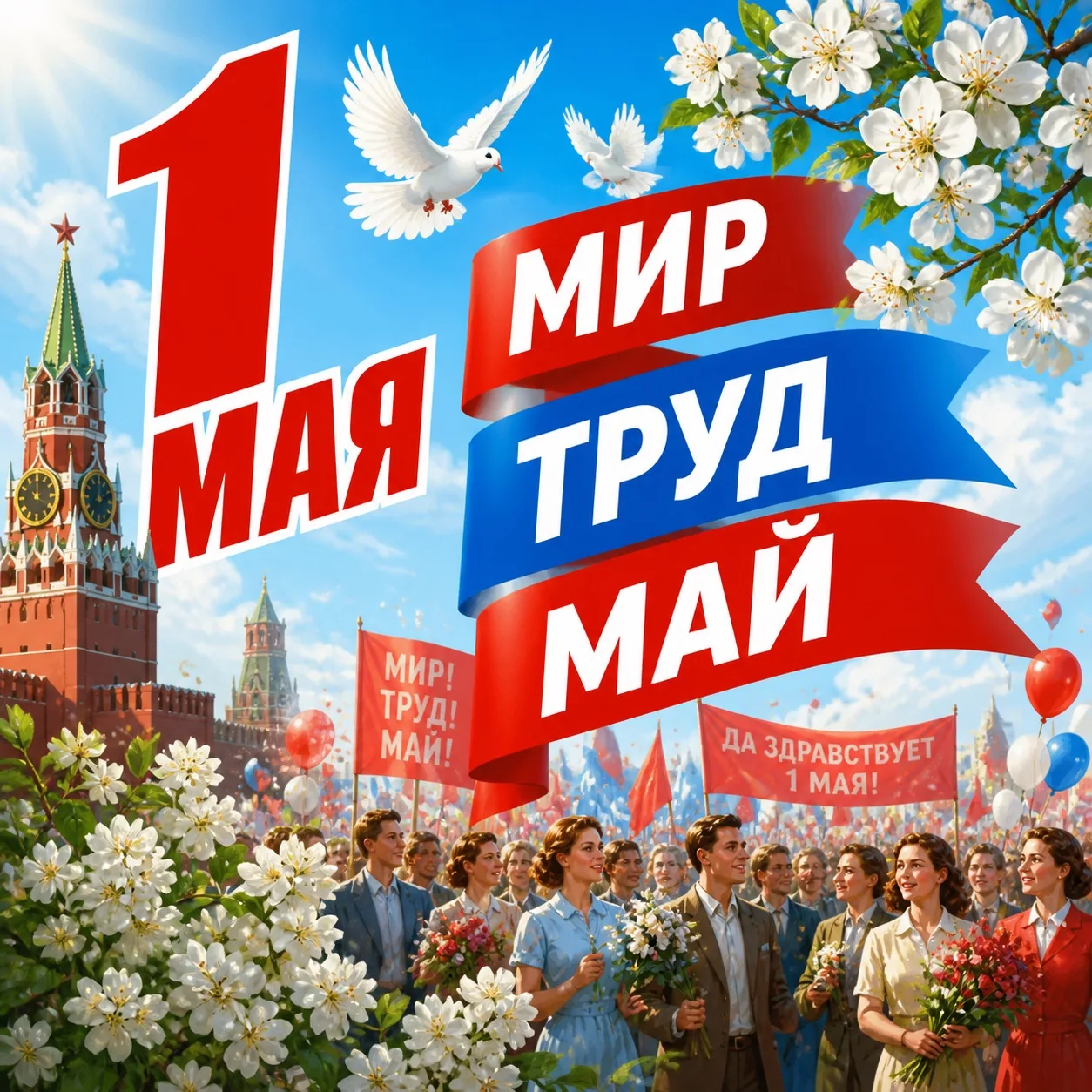 Поздравляем  Всех с 1 мая – праздником Мира, Труда
