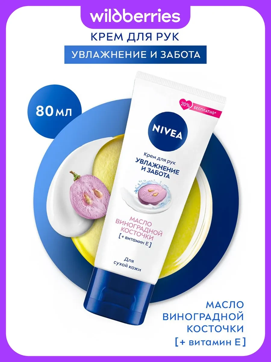 ⚡️ Крем для рук Увлажнение и забота 80 мл, NIVEA