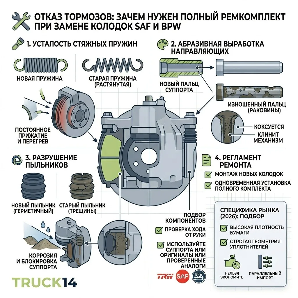 🛠 Отказ тормозов: зачем нужен полный ремкомплект при замене колодок SAF и BPW 🚛

Замена исключител