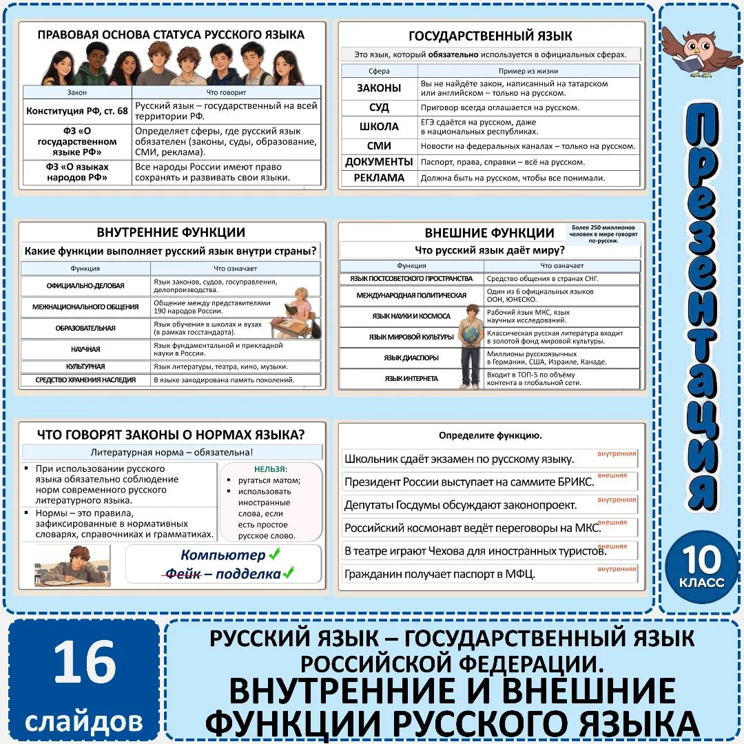 Презентация «Русский язык – государственный язык Российской Федерации. Внутренние и вне...