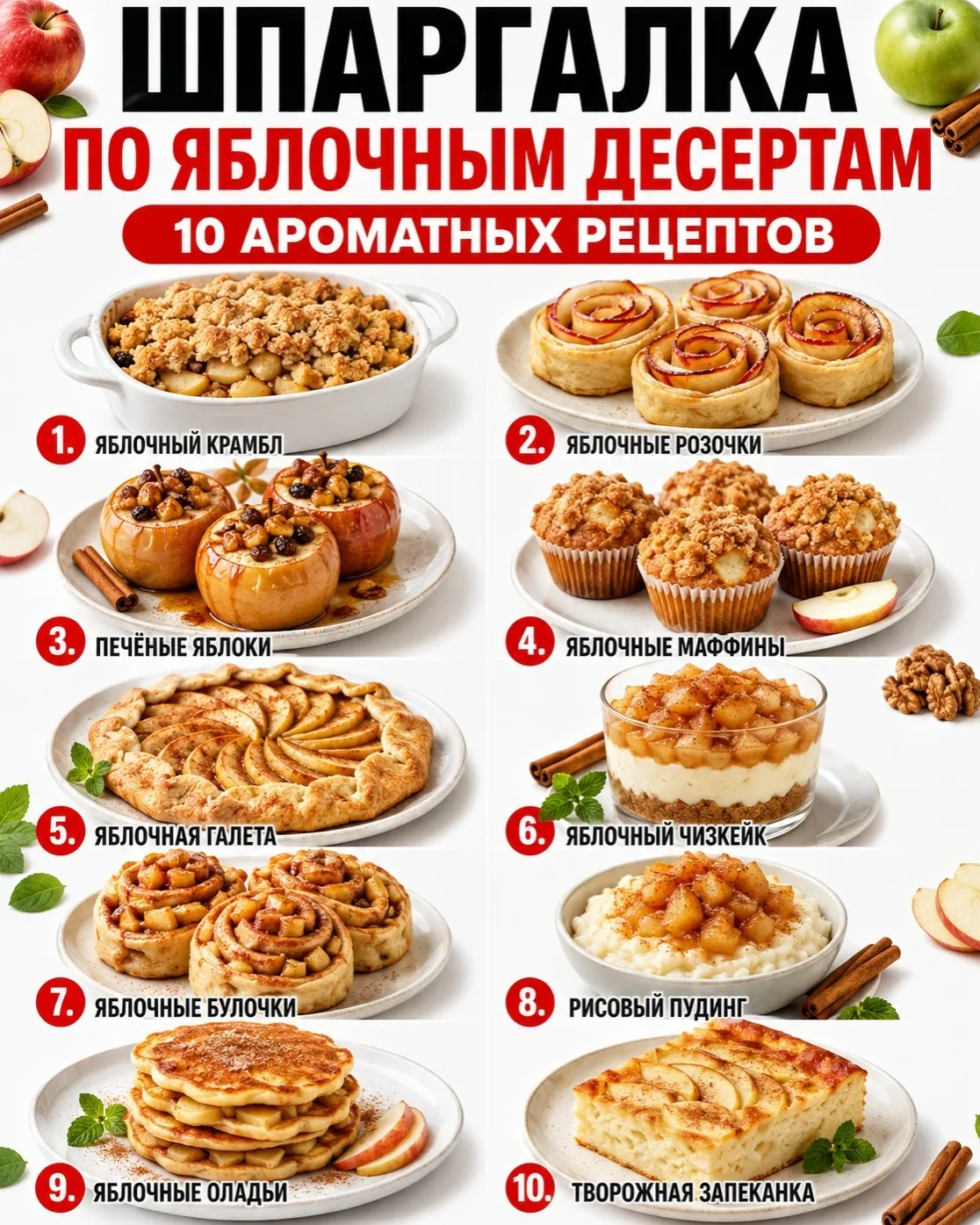 🍎 ШПАРГАЛКА ПО ЯБЛОЧНЫМ ДЕСЕРТАМ ❤️