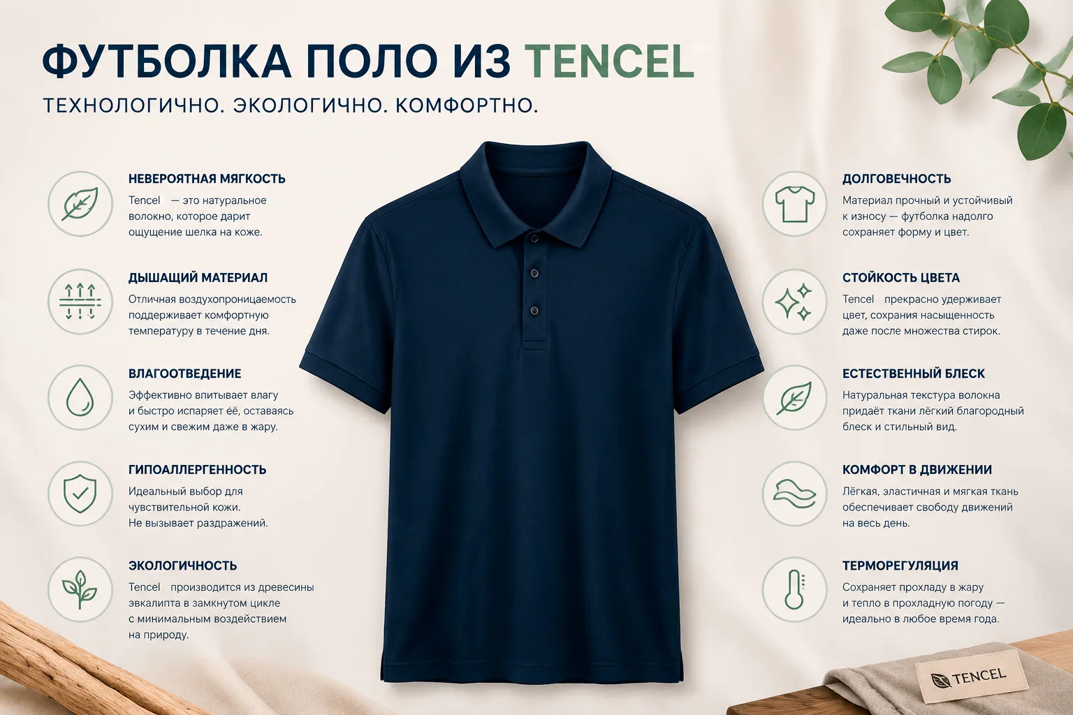 Новинка уже в магазинах — футболки поло из тенсел!