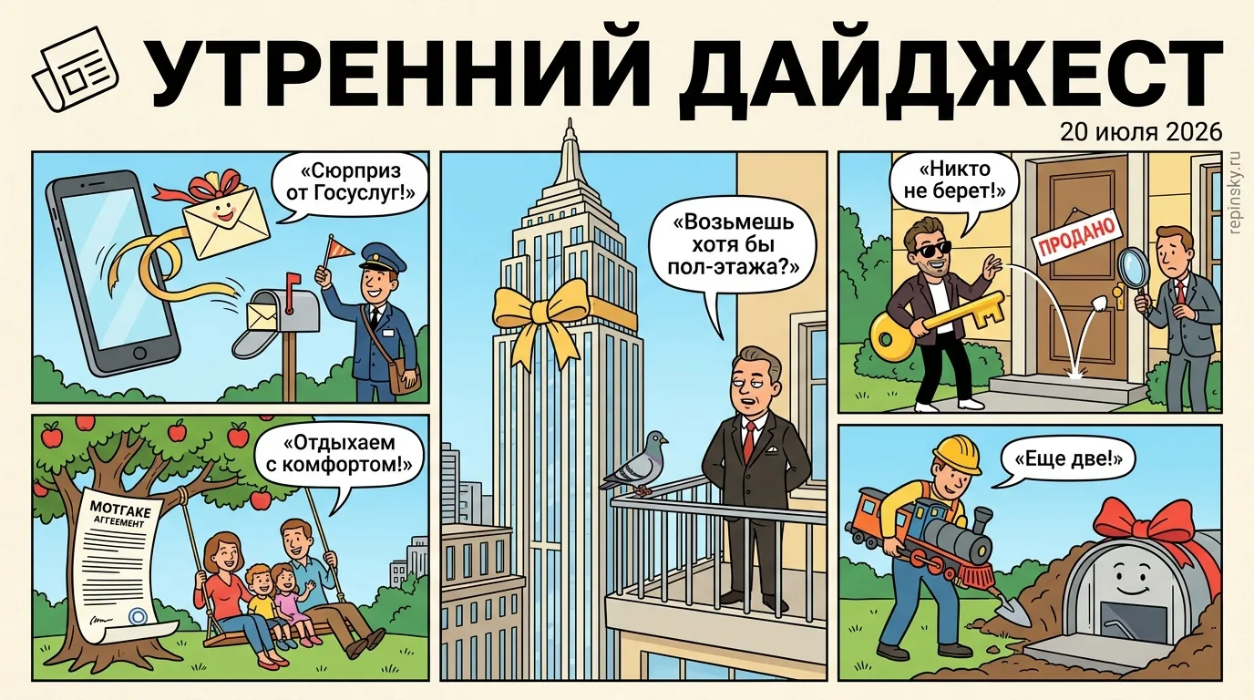 🗞️ Утренний дайджест

➠ Спрос на элитные новостройки Москвы сократился в два раза. С января по май 