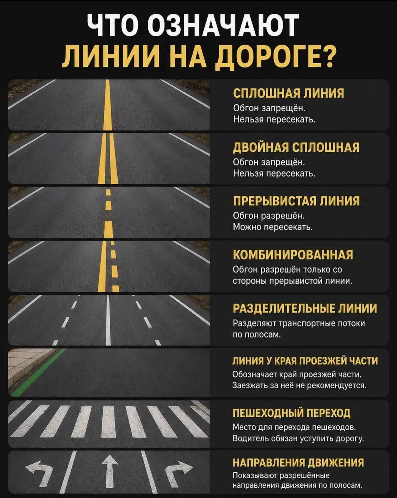 Рассказываем о том, что означают линии на дороге...