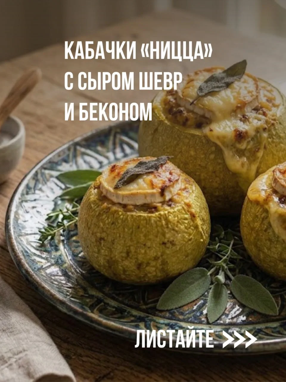 🐗 Кабачки «Ницца» с сыром Шевр и беконом 

Что делать с кабачками, чтобы было нескучно? Зафарширова