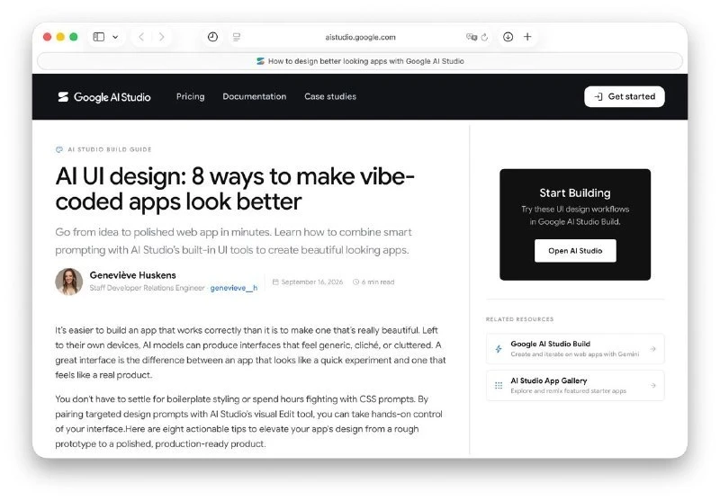 Google выпустил гайд по созданию интерфейсов через AI Studio