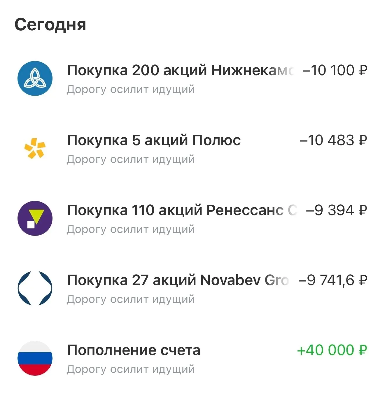 Купил акций РФ на 40 000 руб. --------------------------- Деньги пришли, деньги инвестированы. Глаза