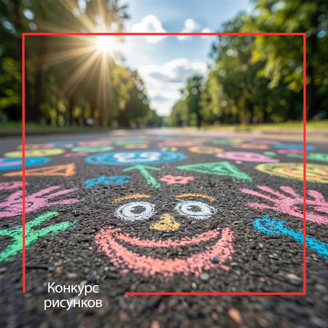 🎨 Давайте раскрасим мир вместе! Конкурс детских рисунков на асфальте к Дню защиты детей!