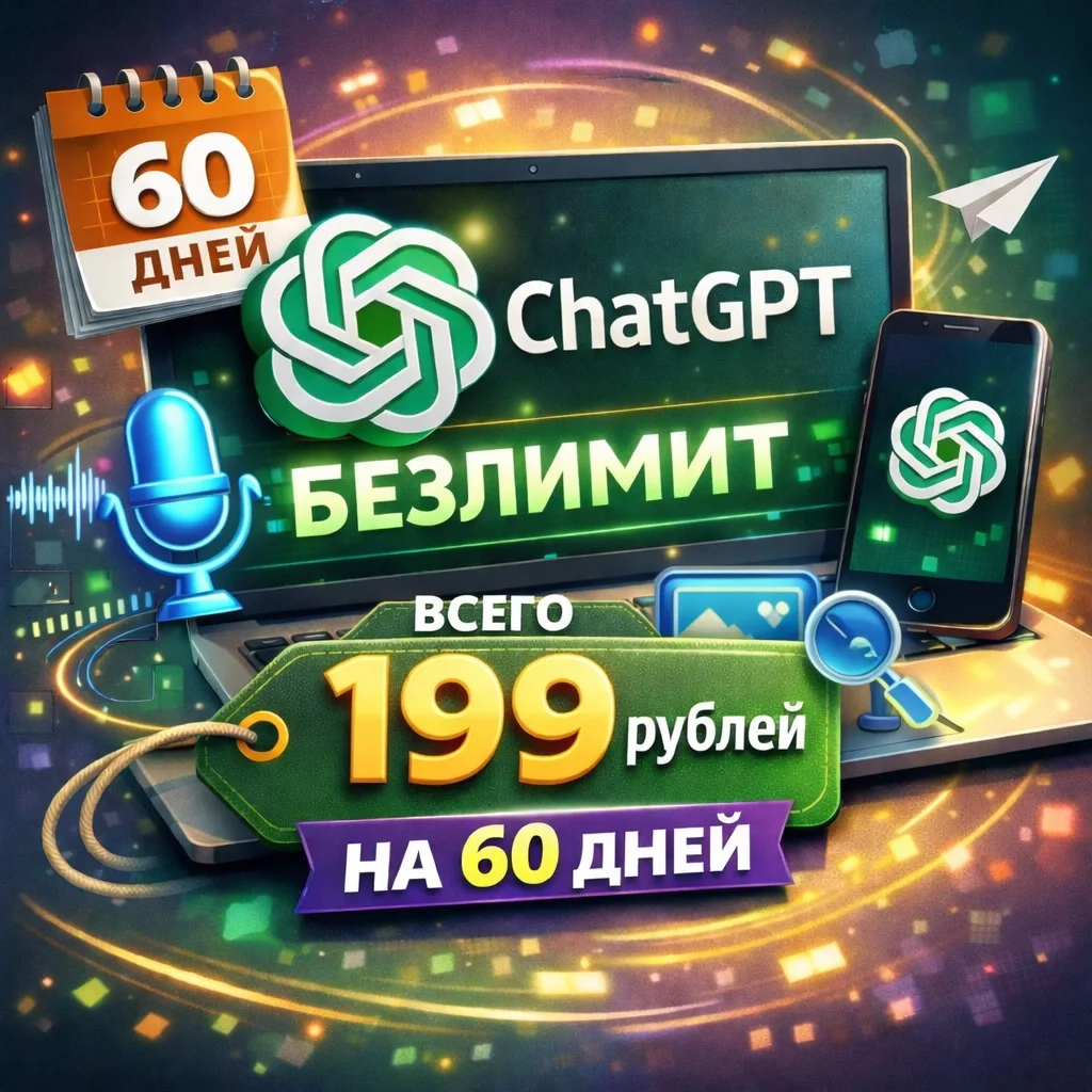 🎁 Ваш безлимитный ChatGPT на 60 дней.

Оформите подписку Pro за 199₽ — и мы подарим вам ещё 30 дней