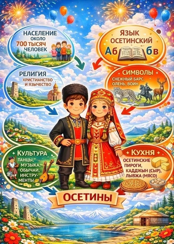 Осетины: душа Кавказа и наследники аланов 🎉Осетины — один из самобытных народов России, чья история