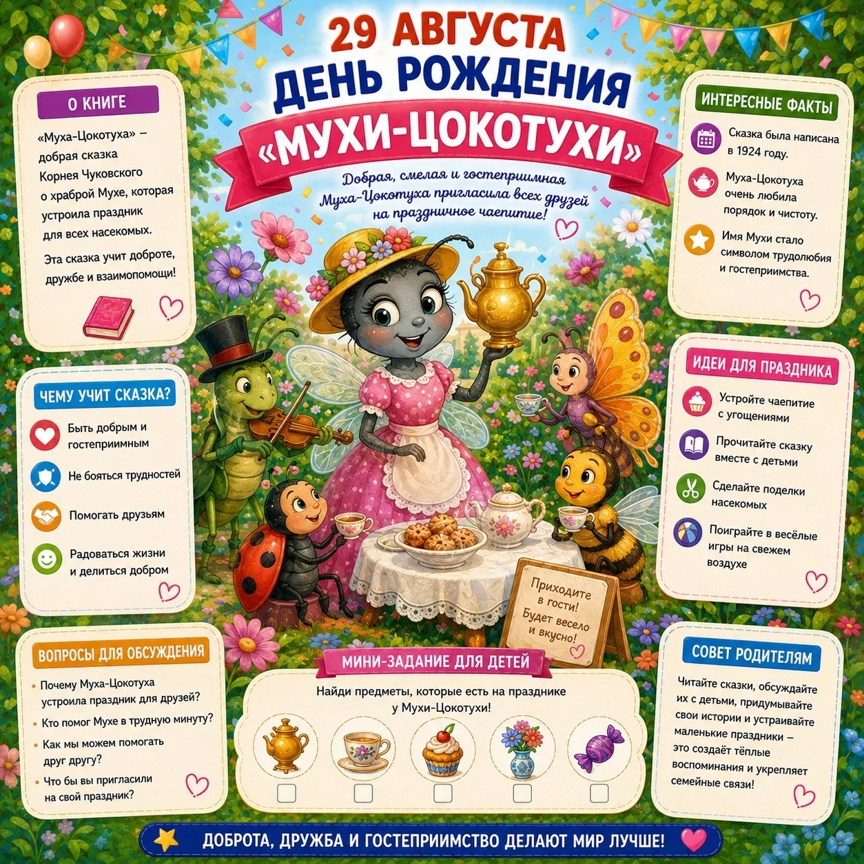 🎂 29 августа — День рождения Мухи-Цокотухи!
