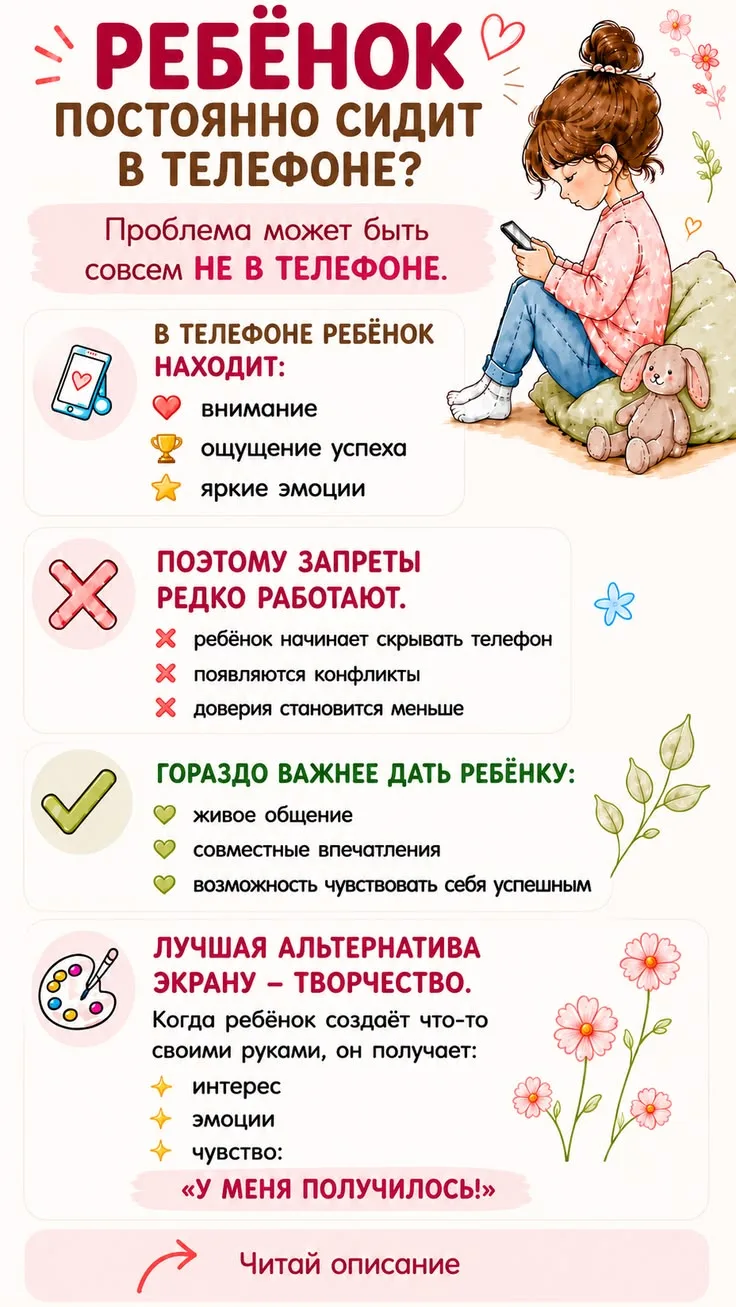 «Когда ребёнок всё время в телефоне…» 📱

Здравствуйте, дорогие родители! 🤗

Замечали ли вы, что ре