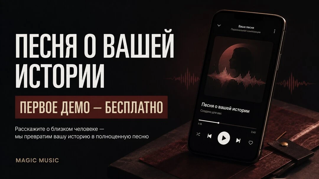 Песня в подарок по Вашей истории. Послушайте демо за 0 ₽