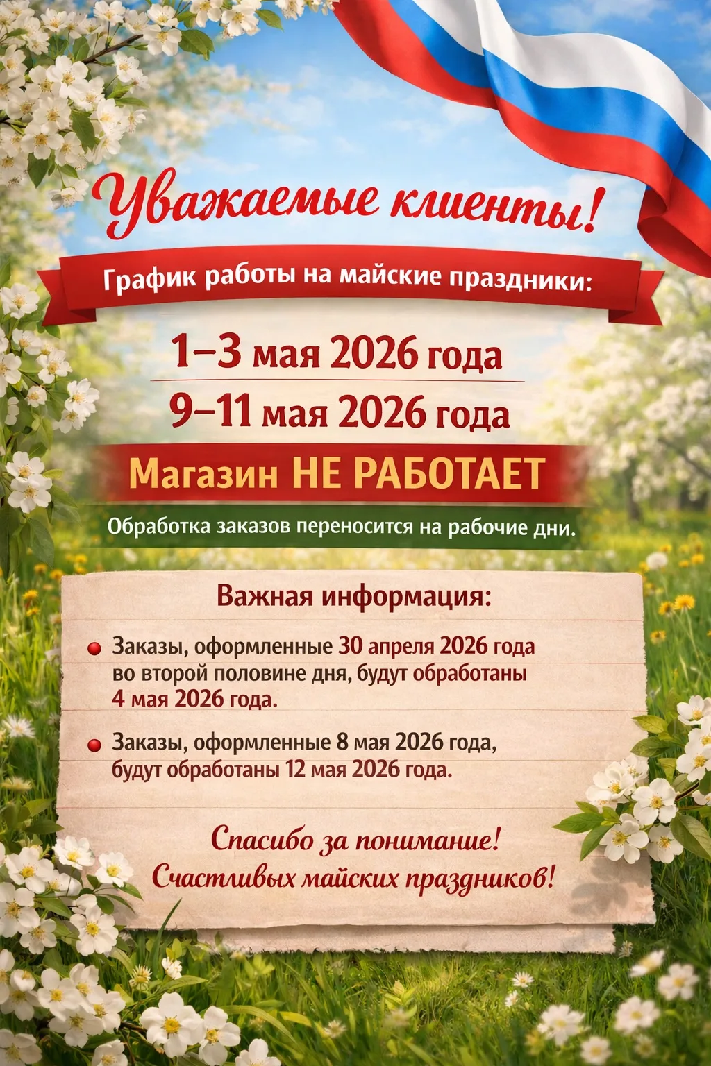 Уважаемые клиенты!