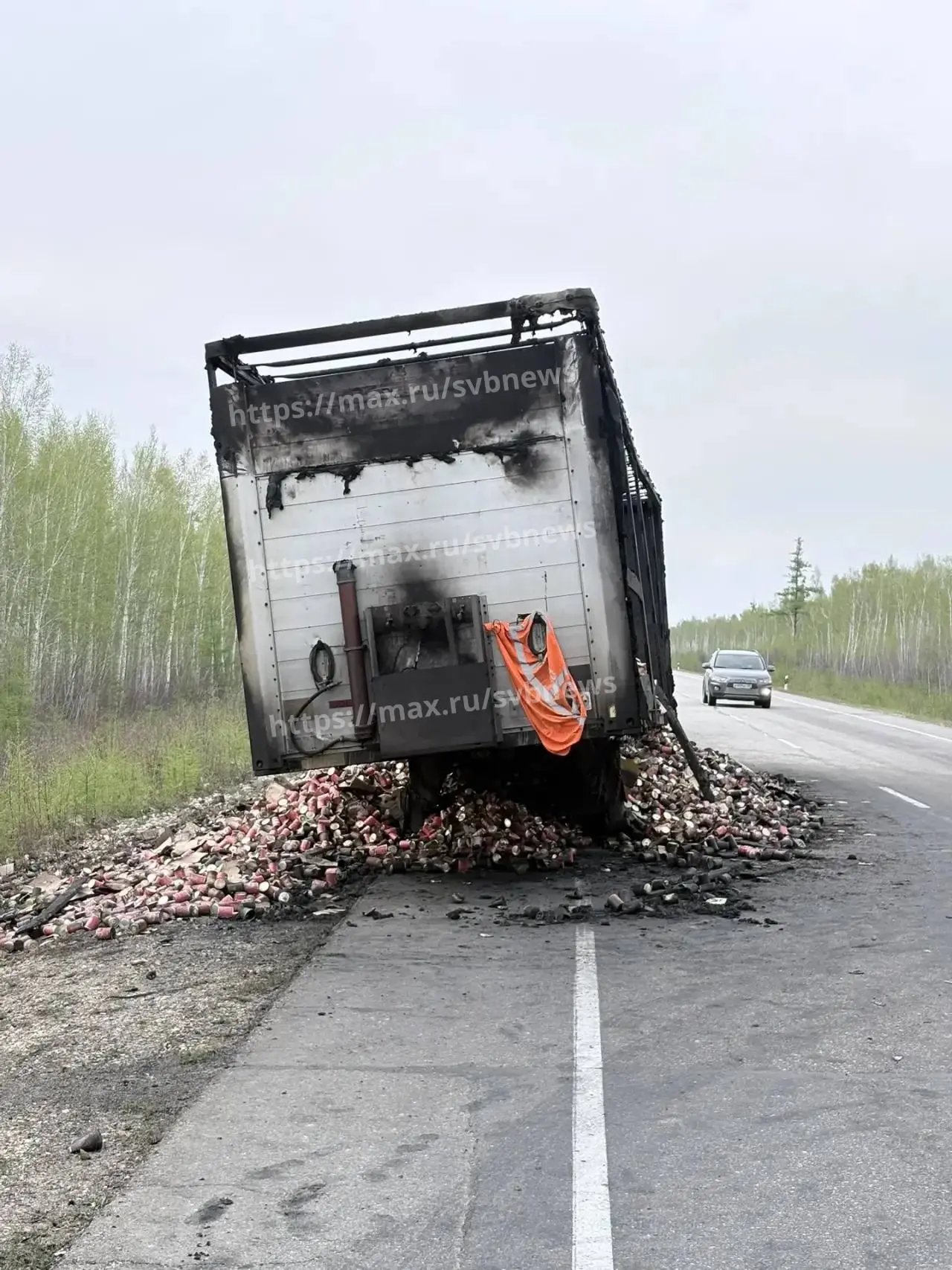 На трассе «Амур» в Приамурье сгорел полуприцеп с тушёнкой  На федеральной автодороге «Амур» в Магдаг