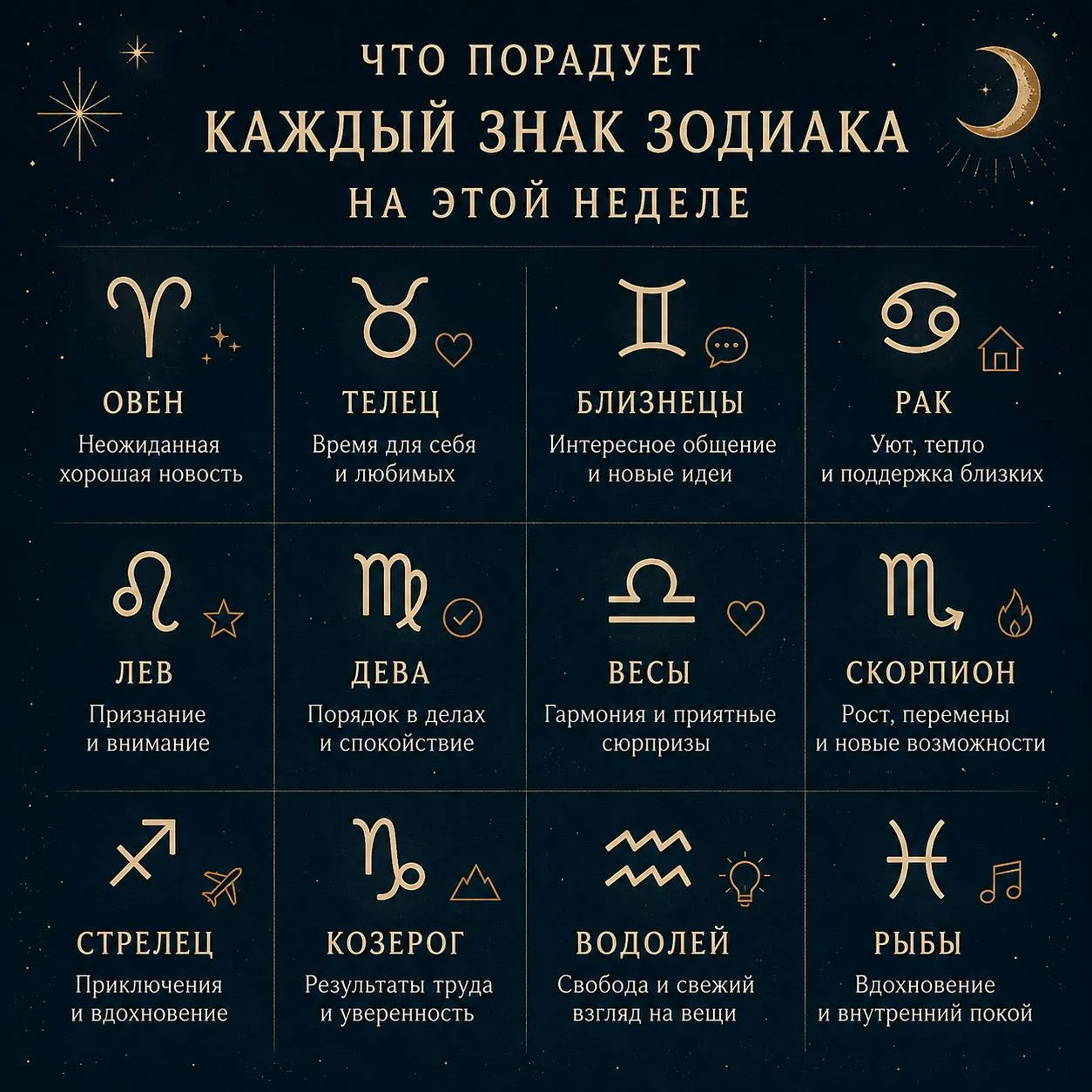🌟 Эта неделя приготовила каждому знаку зодиака свои приятные сюрпризы. Проверьте, что звёзды обещаю