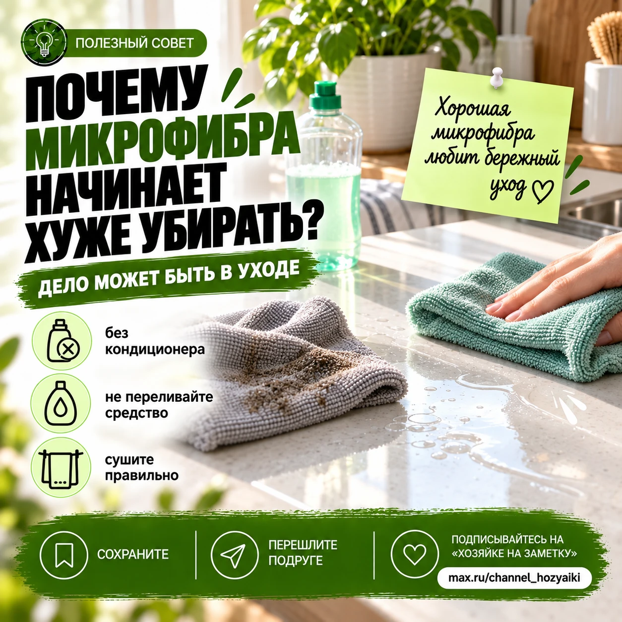 🧽 Почему салфетки из микрофибры со временем начинают хуже убирать