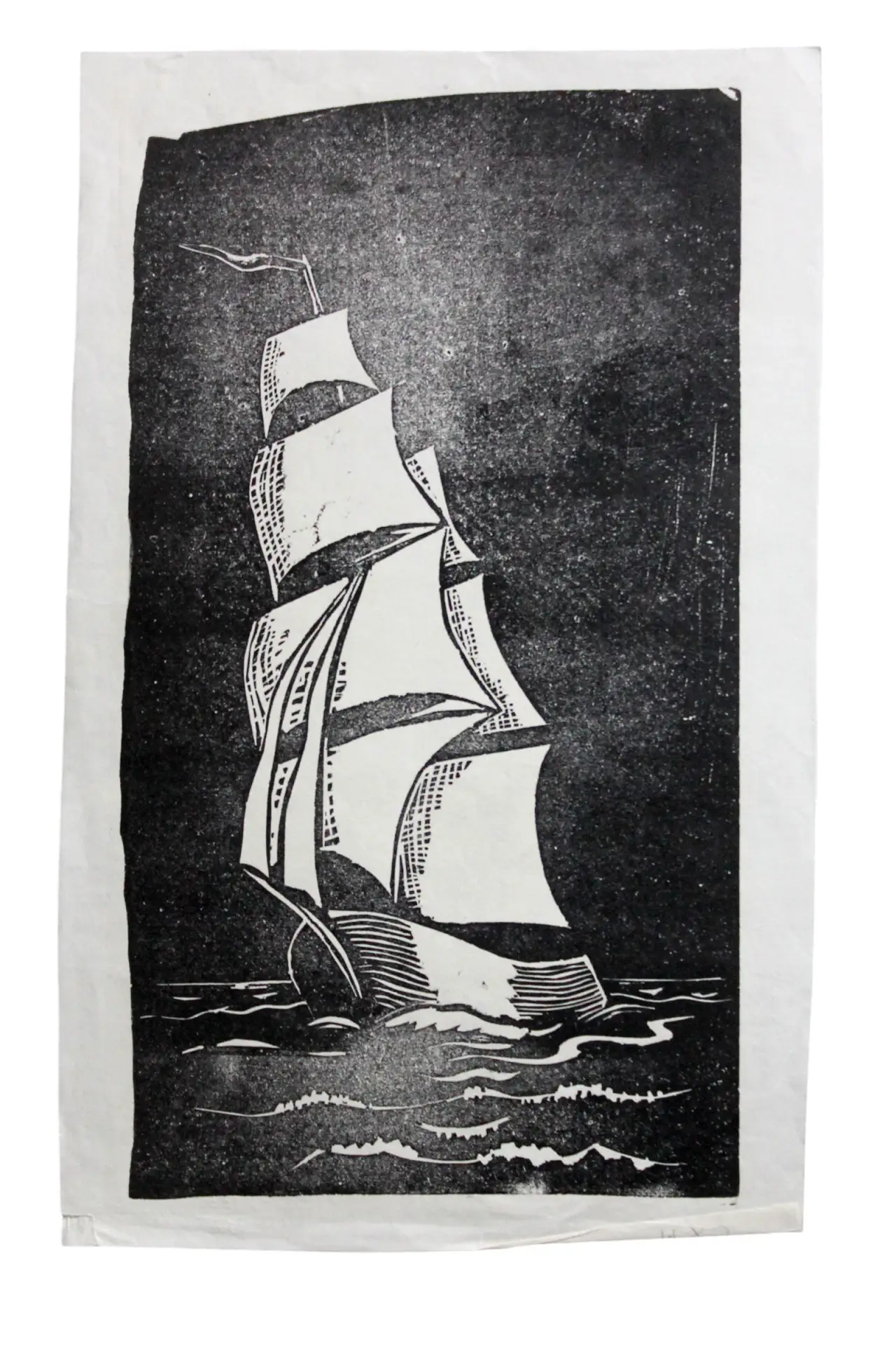 #КорабльНедели ⛵ Иван Мозалевский «Парусник». Первая половина ХХ века. Бумага, линогравюра. 37 х 23,