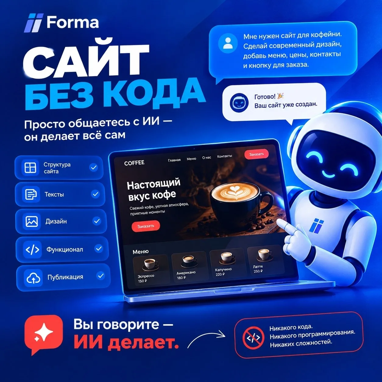 Написать сайт без кода