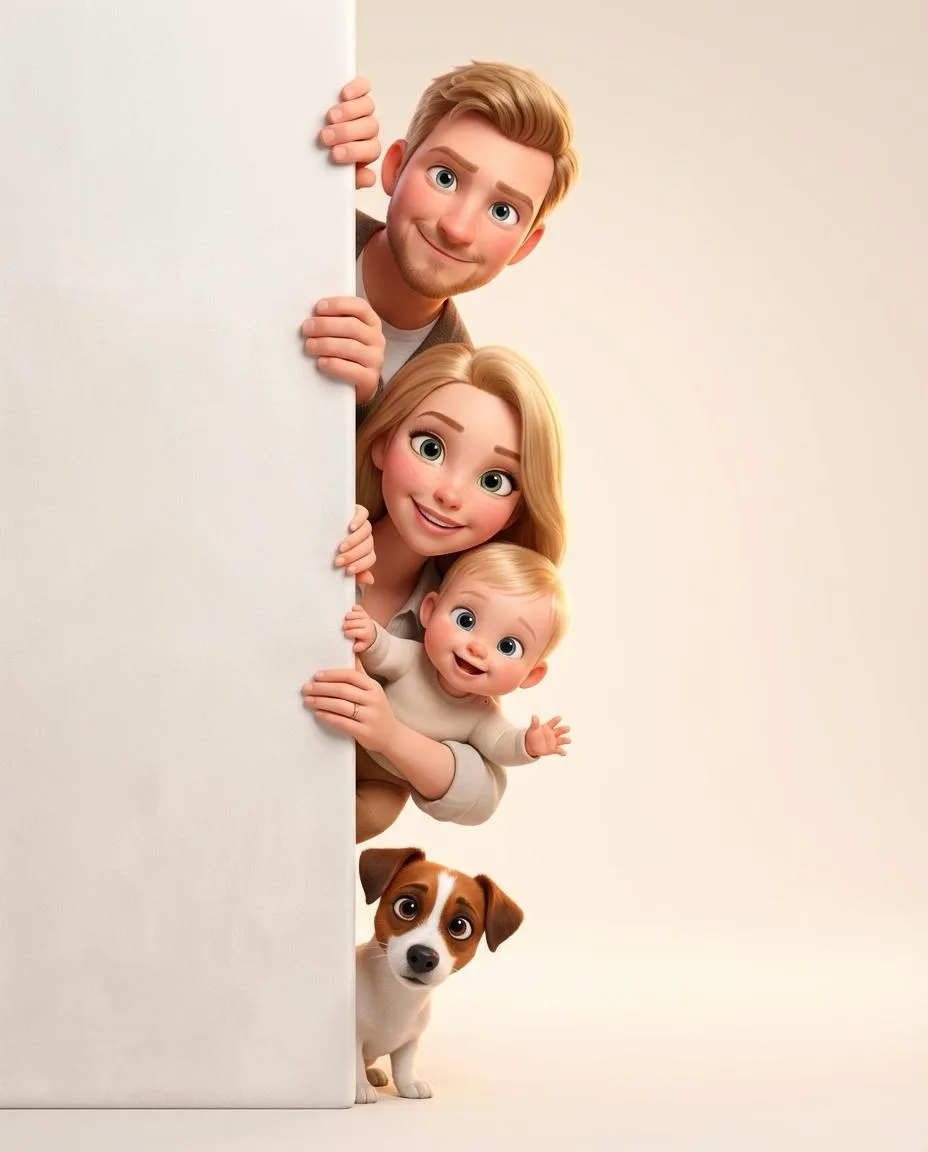 🎬✨ Новый трендовый шаблон: Семейный портрет в стиле Pixar!  Вы наверняка видели этот тренд — вся сем